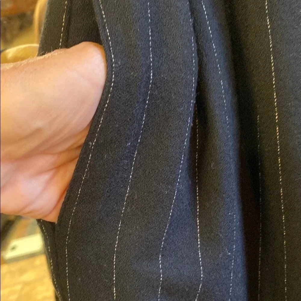 Vintage Amanda Smith Size 12 Black Pinstripe Pure Wool Trousers